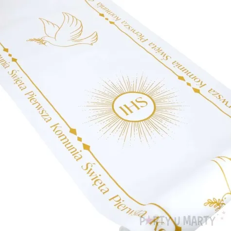 bieznik airlaid ihs z golebiami bialo zloty czakos 500 x 40 cm