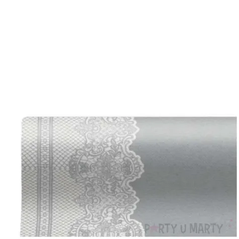 bieznik airlaid ornament srebrny bialy paw 500 x 40 cm