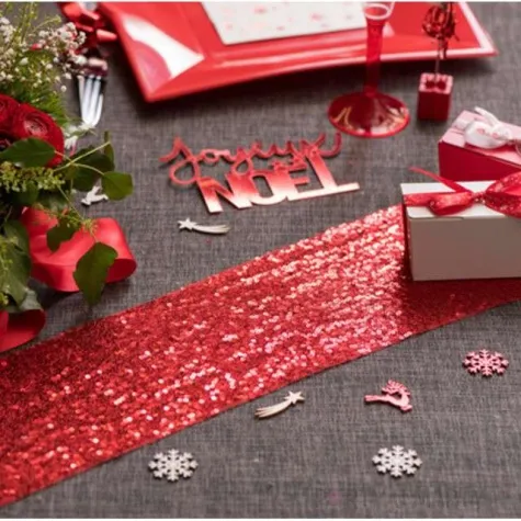 bieznik cekiny czerwony santex 300 x 14 cm