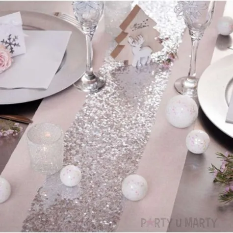 bieznik cekiny srebrny santex 300 x 14 cm