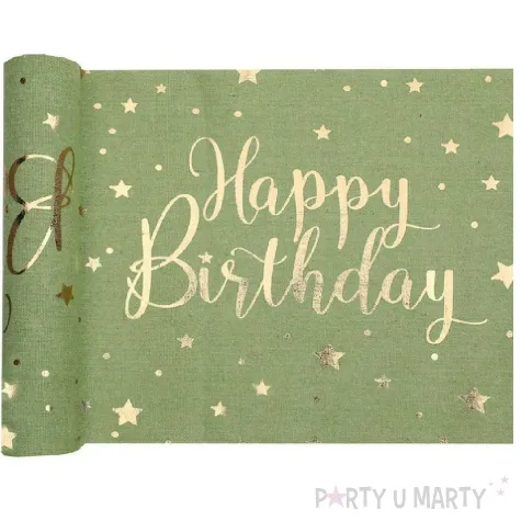 bieznik happy birthday kraft oliwkowy santex 500 x 28 cm