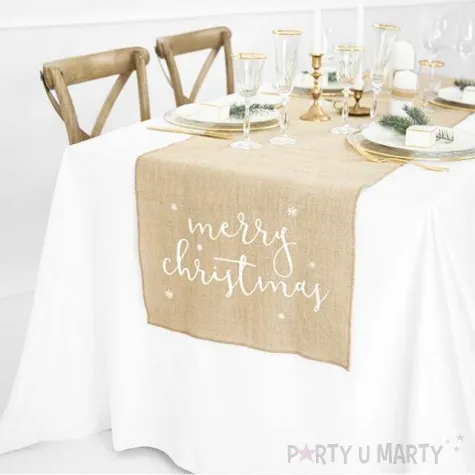 bieznik jutowy merry christmas partydeco 250 x 50 cm