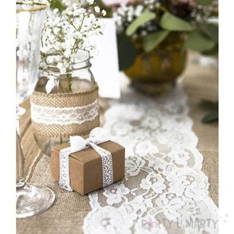 bieznik jutowy z koronka partydeco 275 x 28 cm