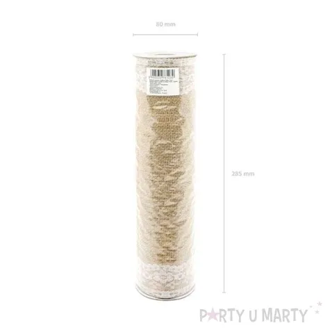 bieznik jutowy z koronka partydeco 275 x 28 cm