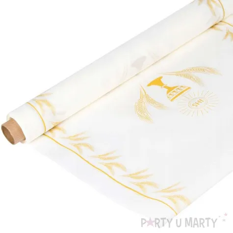 bieznik komunia swieta airlaid ihs kielich bialo zloty czakos 480x40 cm