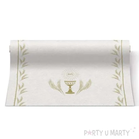 bieznik komunia swieta airlaid zloty paw 24mx40 cm