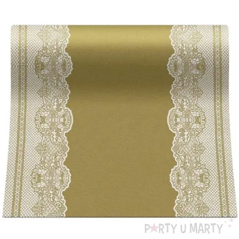 bieznik koronkowa ramka zloty paw 40x2400cm