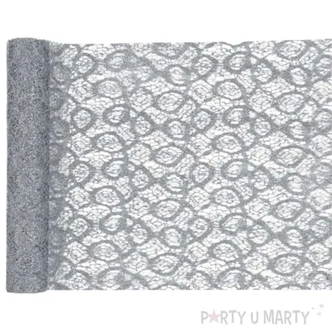 bieznik koronkowy srebrny poliester santex 500 x 28 cm
