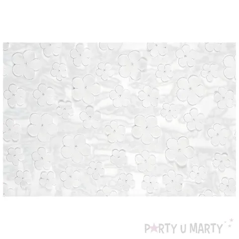 bieznik kwiaty siateczka bialy partydeco 500 x 26 cm