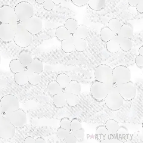 bieznik kwiaty siateczka bialy partydeco 500 x 26 cm