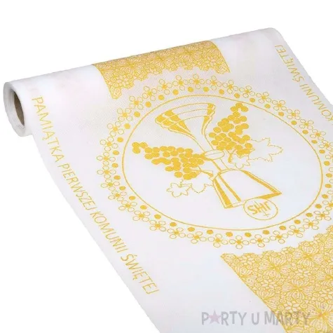 bieznik pamiatka pierwszej komunii bialy czakos 500 x 40 cm