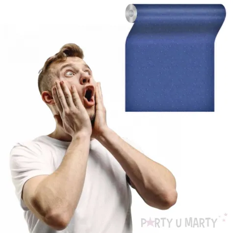 bieznik perforowany platki sniegu i wzory granatowy paw 480 x 33 cm