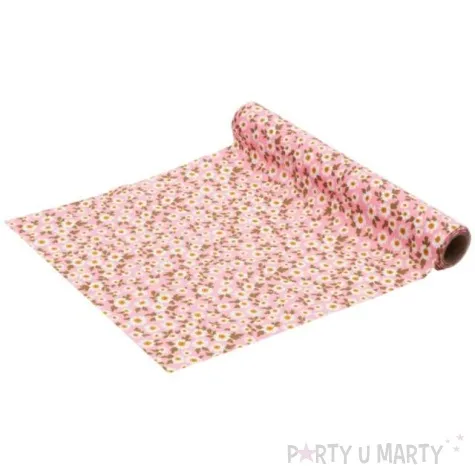 bieznik poliestrowy polne kwiatki rozowy chaks 300 cm