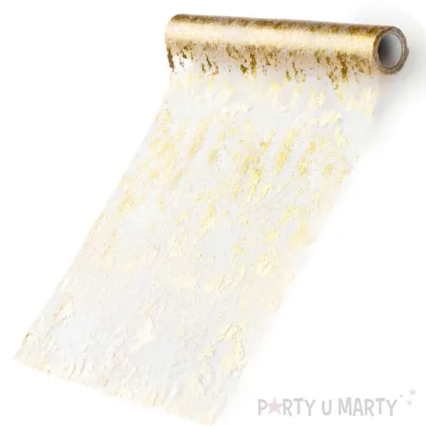 bieznik siateczkowy nadruk dekoracja stolu na wesele urodziny glamour zloty 0 36 x 9 m