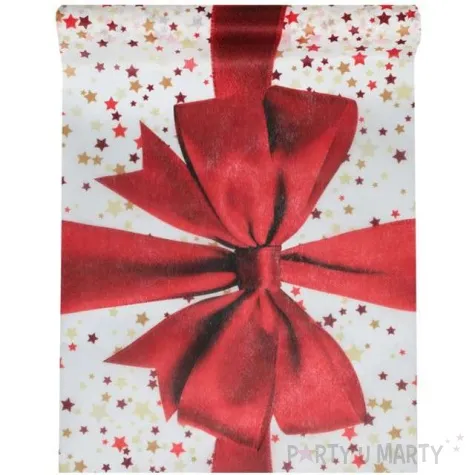 bieznik swiateczna kokarda czerwony santex 500 x 30 cm