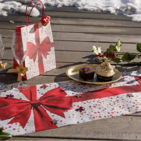 bieznik swiateczna kokarda czerwony santex 500 x 30 cm