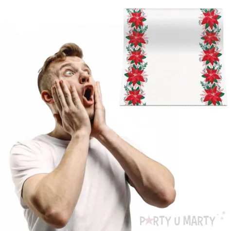 bieznik swiateczna poinsencja paw 480 x 33 cm