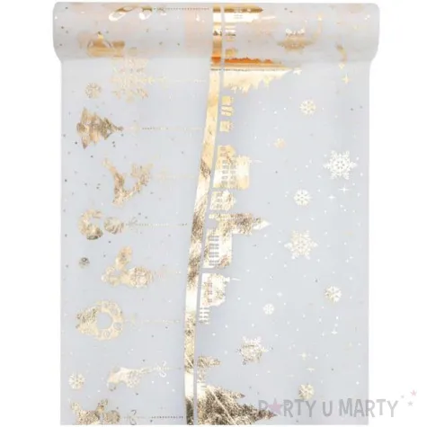 bieznik swiateczna wioska zloty santex 500 x 30 cm