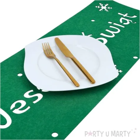 bieznik wesolych swiat sniezynki zielony czakos 80 x 29 5 cm