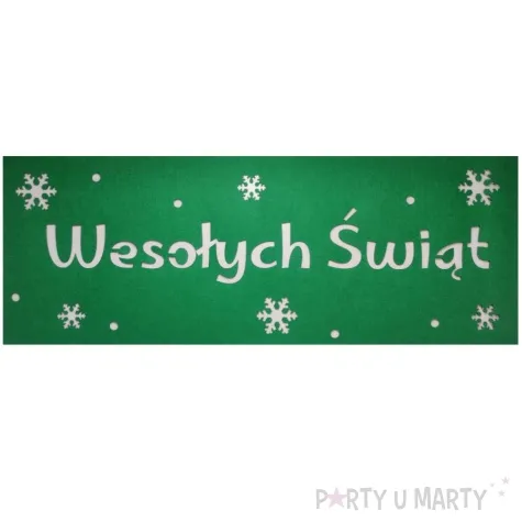 bieznik wesolych swiat sniezynki zielony czakos 80 x 29 5 cm