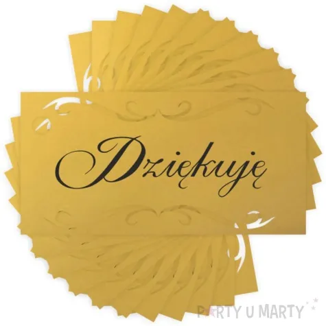 bileciki dziekuje ornament zlote 6x3 cm 10 szt