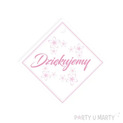 bileciki dziekujemy kwiatki rozowe 5 5x5 5 cm 10 szt