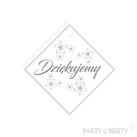 bileciki dziekujemy kwiatki srebrne 5 5x5 5 cm 10 szt