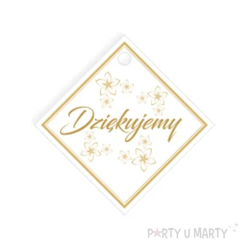 bileciki dziekujemy kwiatki zlote 5 5x5 5 cm 10 szt