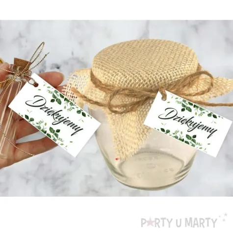 bileciki dziekujemy listki biale 6x3 cm 10 szt