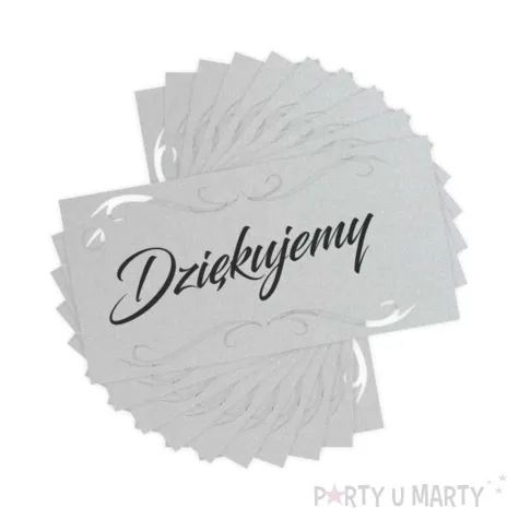bileciki dziekujemy ornament srebrne 6x3 cm 10 szt