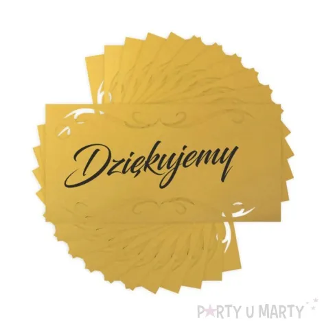 bileciki dziekujemy ornament zlote 6x3 cm 10 szt