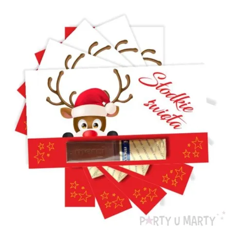 bileciki merci na czekoladke renifer 7x14 cm 5 szt