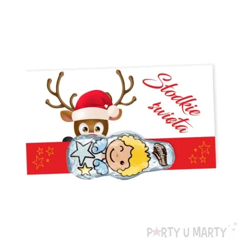 bileciki merci na czekoladke renifer 7x14 cm 5 szt