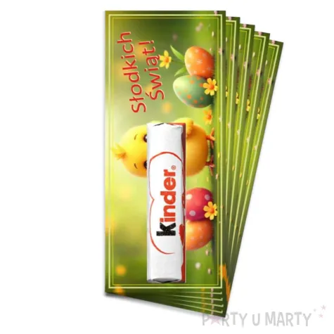 bileciki na czekoladki kinder kurczak i pisanki prezent na wielkanoc upominek na zajaca 5 szt