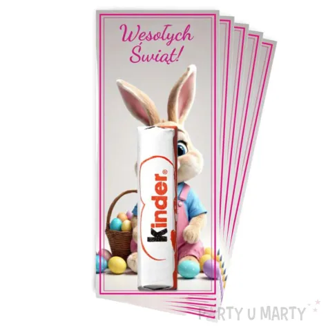 bileciki na czekoladki kinder pani krolikowa prezent na wielkanoc upominek na zajaca 5 szt