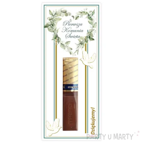 bileciki na czekoladki merci eukaliptusowe serce podziekowania upominek dla gosci 5 szt