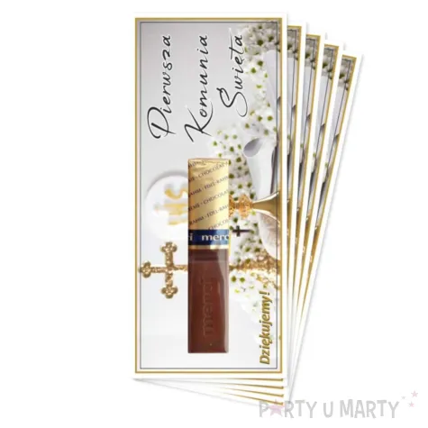 bileciki na czekoladki merci kielich z biblia podziekowania upominek dla gosci 5 szt