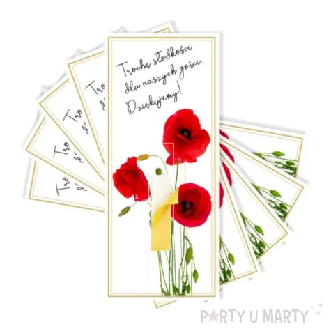 bileciki podziekowania merci troche slodkosci maki 6x14 cm 5 szt