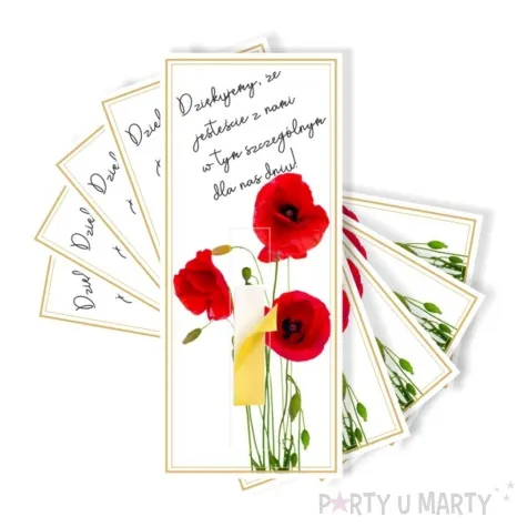 bileciki podziekowania merci ze jestescie z nami maki 6x14 cm 5 szt