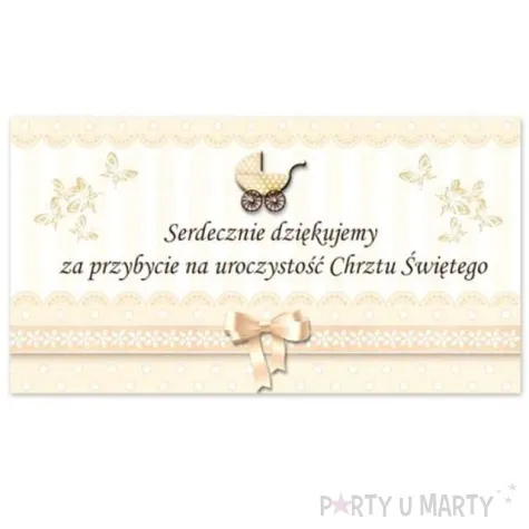 bileciki podziekowanie chrzest sw wozek 20 szt