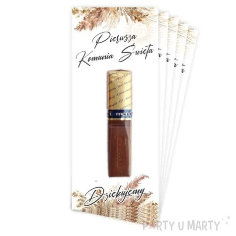 bileciki podziekowanie merci ihs komunia boho 6x14 cm 5 szt