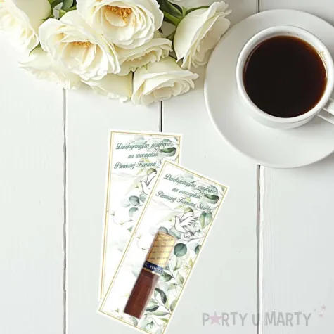 bileciki podziekowanie merci ihs komunia eukaliptus 6x14 cm 5 szt