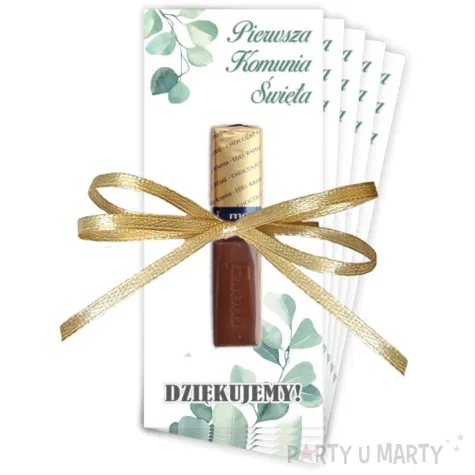 bileciki podziekowanie merci ihs komunia eukaliptus green ze wstazka 6x14 cm 5 szt