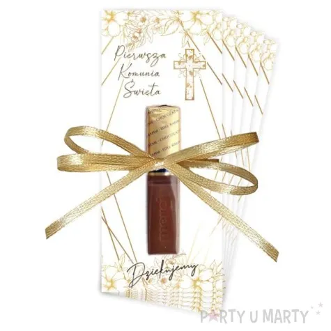 bileciki podziekowanie merci ihs komunia glamour ze wstazka 6x14 cm 5 szt