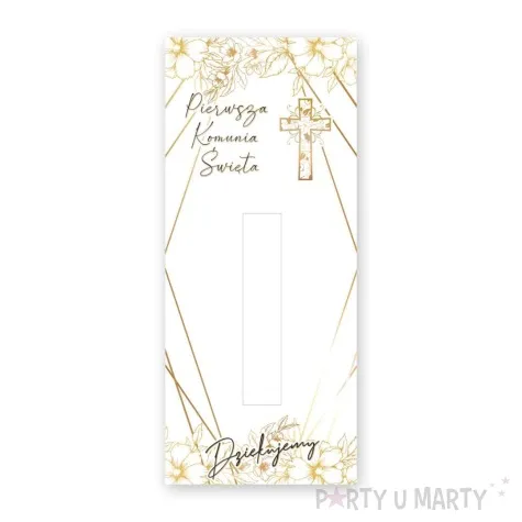 bileciki podziekowanie merci ihs komunia glamour ze wstazka 6x14 cm 5 szt