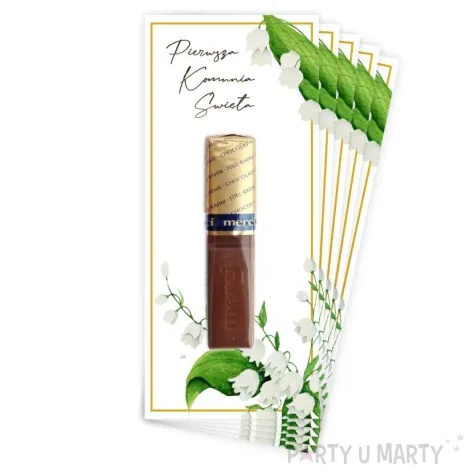bileciki podziekowanie merci ihs komunia konwalia gold 6x14 cm 5 szt