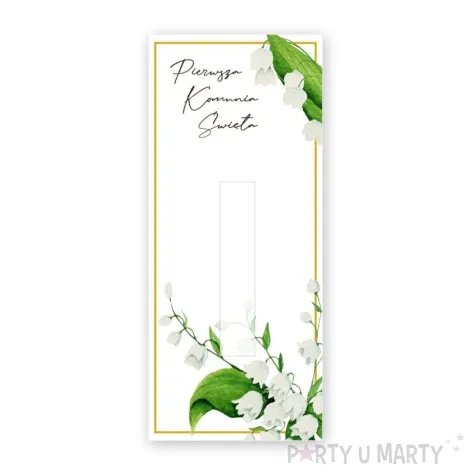 bileciki podziekowanie merci ihs komunia konwalia gold 6x14 cm 5 szt
