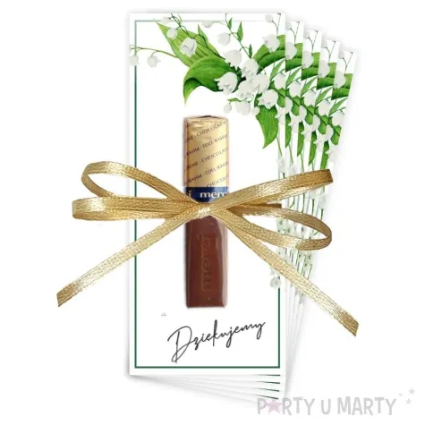 bileciki podziekowanie merci ihs komunia konwalia ze wstazka 6x14 cm 5 szt