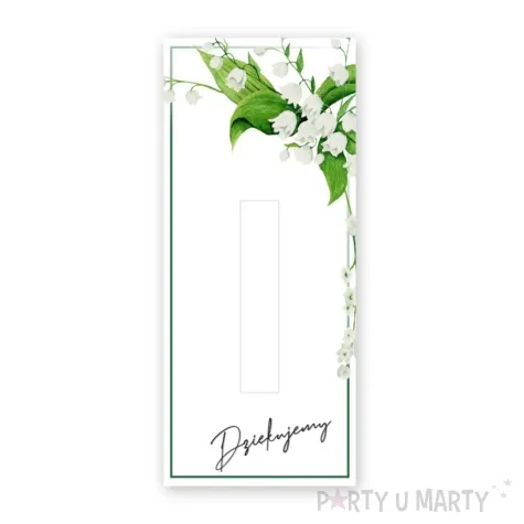 bileciki podziekowanie merci ihs komunia konwalia ze wstazka 6x14 cm 5 szt