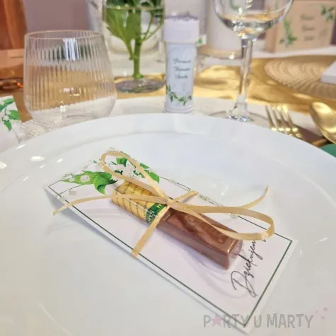 bileciki podziekowanie merci ihs komunia konwalia ze wstazka 6x14 cm 5 szt